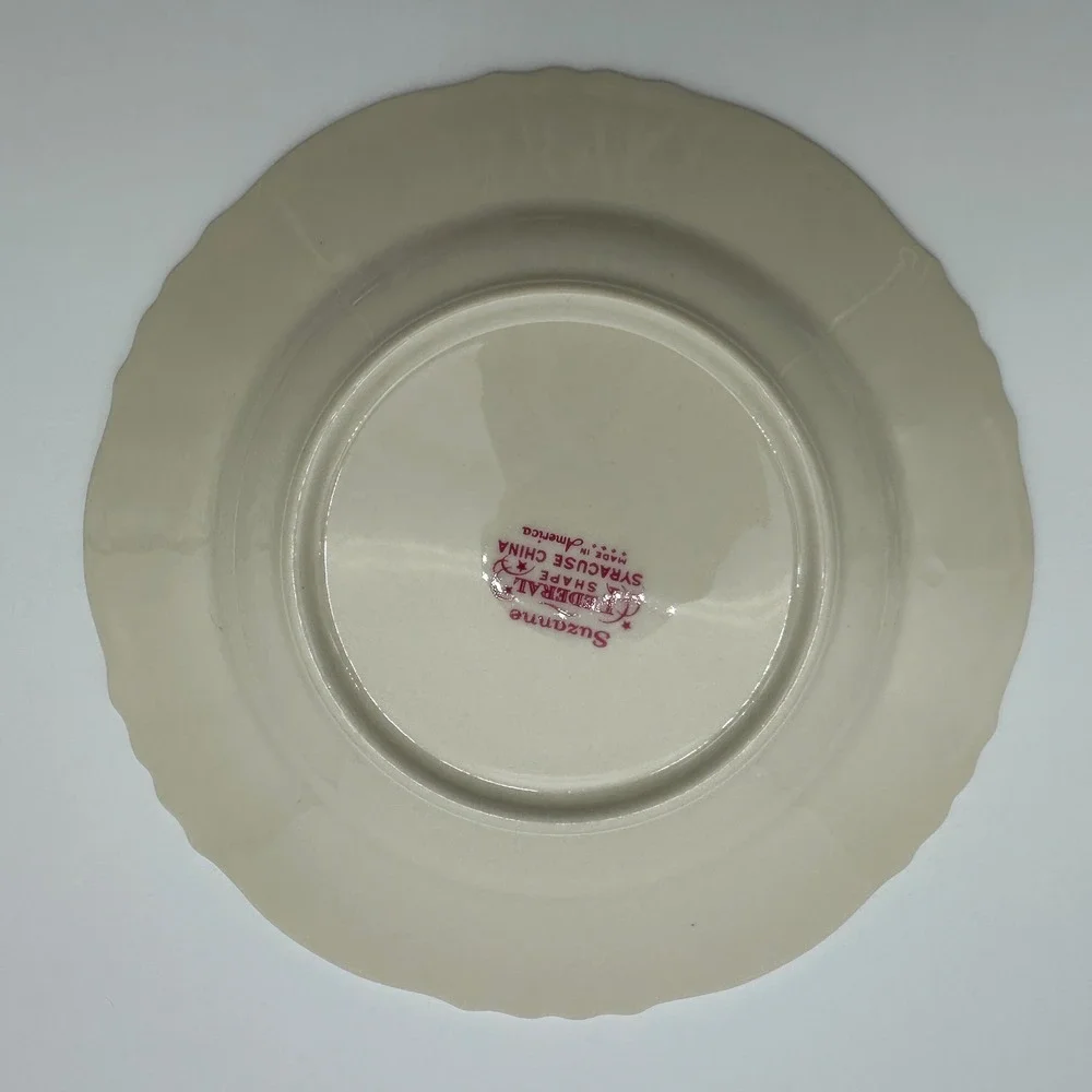 4 Syracuse China Suzanne Federal Shape Bread Plates Floral Gold 6.25